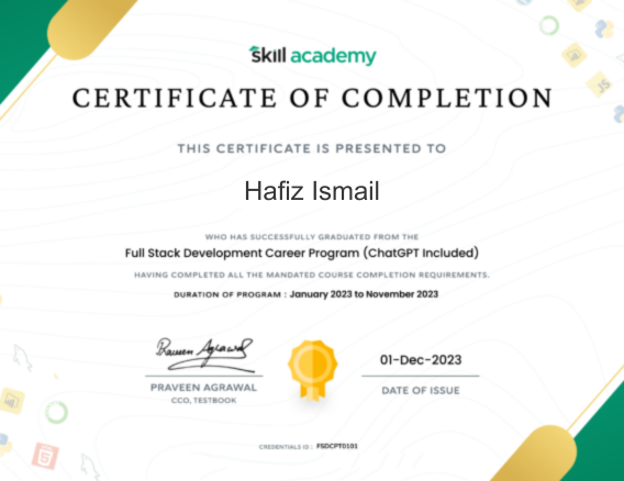 Full Stack Development Certificate